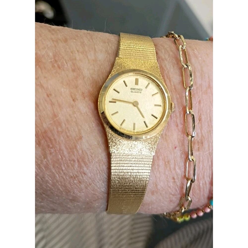 Seiko Women's Vintage Gold Tone Quartz Dress Watch 19mm New Battery Fits 6.5"